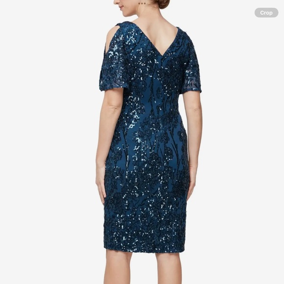 Alex Evenings Slit Sleeve Sequin Cocktail Sheath Dress, size 12 - Picture 2 of 13